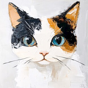 手绘猫头创意装饰挂画