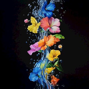 3d浮雕缤纷花卉