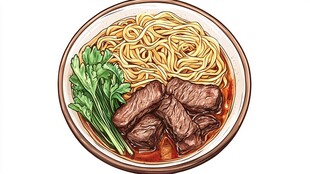 红烧牛肉面插画