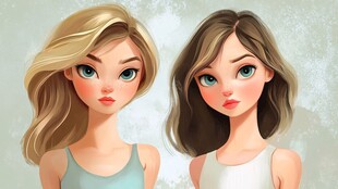 美女插画对比