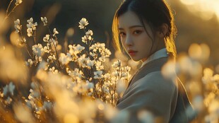 黄昏下的少女