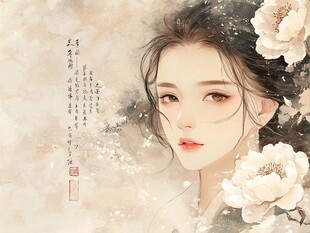 古风美女头像插画封面