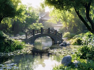 中式建筑园林中式石桥