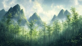 竹海风景画