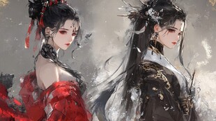 红衣少女设计古风