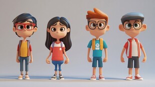 3d男女卡通形象