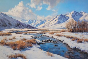 雪山河流湿地草壁纸