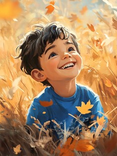 唯美小男孩插画