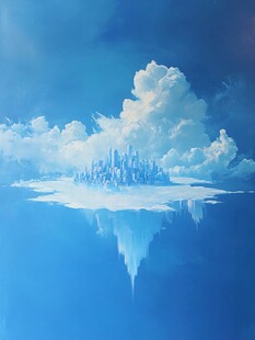 蓝色质感渐变城市