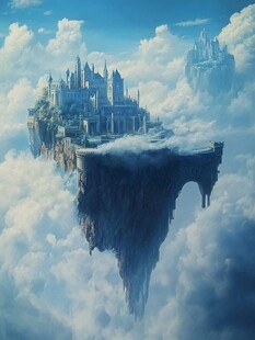 3d云海悬浮小岛