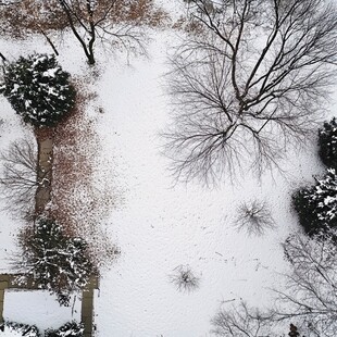 俯瞰园林雪景