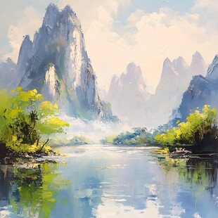 美丽山水风景绘画风景