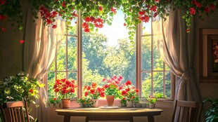 窗外的花草树木