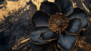 高精手绘黄金拉丝花卉