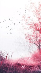 暖色调墨韵唯美红色