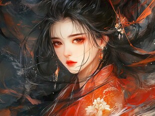 红衣少女设计古风