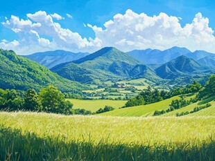 高清宽幅田园山水