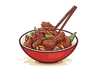 红烧牛肉面插画