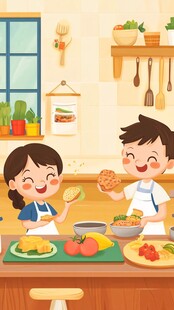 做美食男孩插画