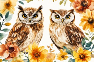 欧美手绘动物花鸟