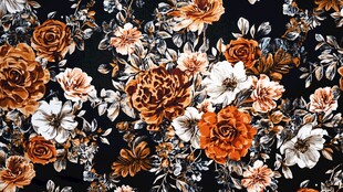 复古风黑底大花朵图案