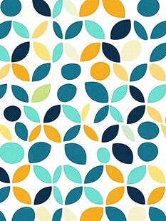 几何拼腰果印花图