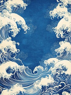 日式浪花背景