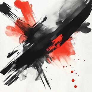 动感线条红黑色抽象画