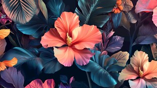 3d浮雕缤纷花卉