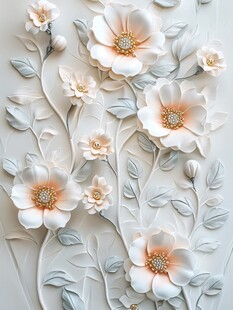 3d浮雕缤纷花卉