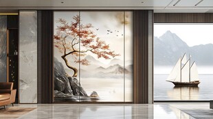 壁画意境山水