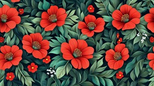 3d浮雕缤纷花卉