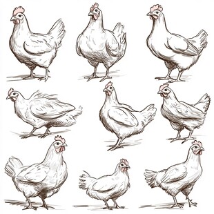 手绘家禽素材