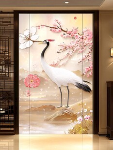 丹顶鹤梅花竖版挂画