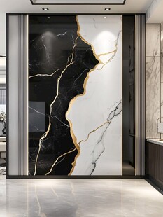 极简金箔石根线条对拼