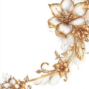 香槟色花艺手绘