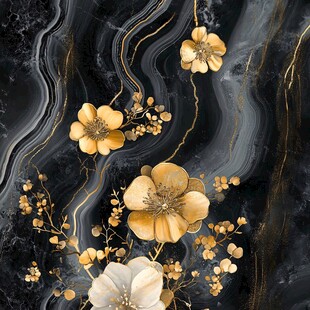 高精手绘黄金拉丝花卉