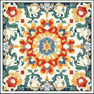 原创欧式花纹方巾图案