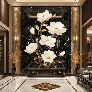 金线荷花客厅背景