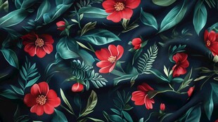 田园风热带树叶花朵