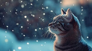 雪地中的猫咪