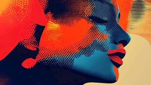 人脸色块拼接装饰画