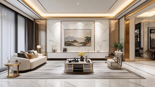 新中式轻奢客厅背景墙