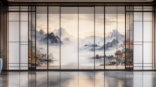 巨幅现代山水屏风