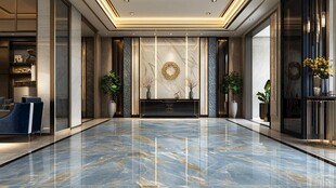 蓝色大理石迎宾区