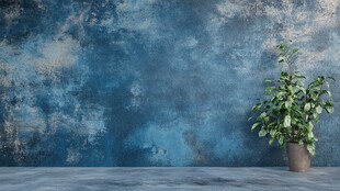 蓝色的房间里的植物