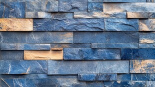深蓝色拼接石片墙