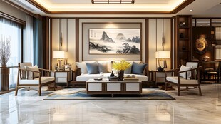 新中式客厅场景