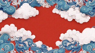 海浪仙鹤云纹中式背景