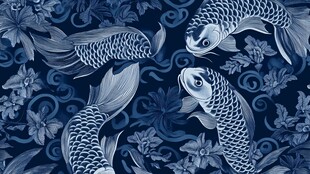 新中式锦鲤背景图案